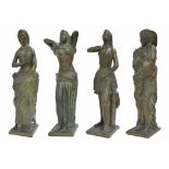 Set of four good large bronze figures in the manner of Giambologna, modelled as draped femaile