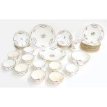Mintons porcelain part floral tea set, pattern 4051, comprising of 12 plates 7" diameter, 10 cups