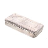 George IV rectangular silver snuff box, with engine turned decoration and gilded interior, maker