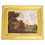 Style of Patrick Nasmyth (19th century) - a river landscape with a cottage amongst trees, an