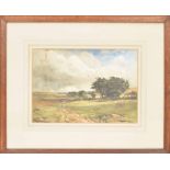 Wycliffe Egginton R.I. R.C. (1875-1951) - windswept landscape with a figure on horseback beside