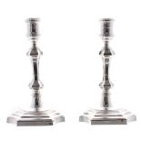 Pair of Georgian style silver candlesticks, maker Barker Ellis Silver Co. Birmingham 1967, 8"