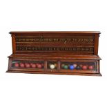 Mahogany snooker scoring board/glazed snooker ball case, 42" wide, 7" deep, 18" high; together