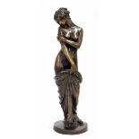 After Charles Cumberworth (French 1811-1852) - 'Love For Oneself', patinated bronze semi draped nude