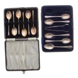 Cased set of six silver teaspoons, maker A J Bailey, Birmingham 1941; together with four teaspoons