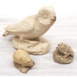 Lefcoware pottery model of an owl, 9.5" high (af losses to end of tail feathers and glaze hairline