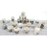 Coollection of commemorative porcelain and pottery cups, primarily Queen Victoria and Edward VII, by