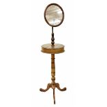 Late Victorian gentleman's tripod shaving mirror stand, the circular adjustable mirror upon a