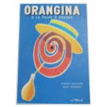 Vintage Orangina advertisement poster, stiff card unframed, 18" x 26"