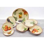 Williams-Sonoma 'Jardin Potager' fruit bowl, 14.5" diameter, four bowls 10" diameter and four plates