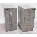 Two Storr All Steel grey filing / collectors cabinets, the first with 2" deep drawers, the second