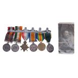 Group of six WWI period campaign medals awarded to C.J Fancourt, comprising from left - 4791 Sgt C.J