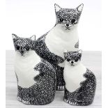 Three graduated vintage N.S. Gustin Co. ceramic cats, tallest 13.5" high (3)