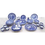 Midwinter Willow pattern blue and white transfer printed part dinner service; together with other