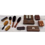 Assorted gentleman's grooming accessories to include two travel grooming cases, cased clothes