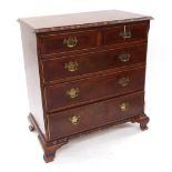 Georgian style walnut veneered chest of drawers, the cross banded moulded top over two short and