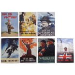 Seven Telegraph reproduction WWII recruitment and other posters; including 'Dig On For Victory', '