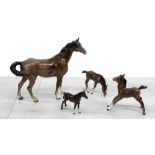 Beswick - four horse figures, largest 8.5" high, all with factory stamps to the undersides (4)