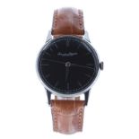 International Watch Co. (IWC) stainless steel gentleman's wristwatch, circa 1950s, black dial with