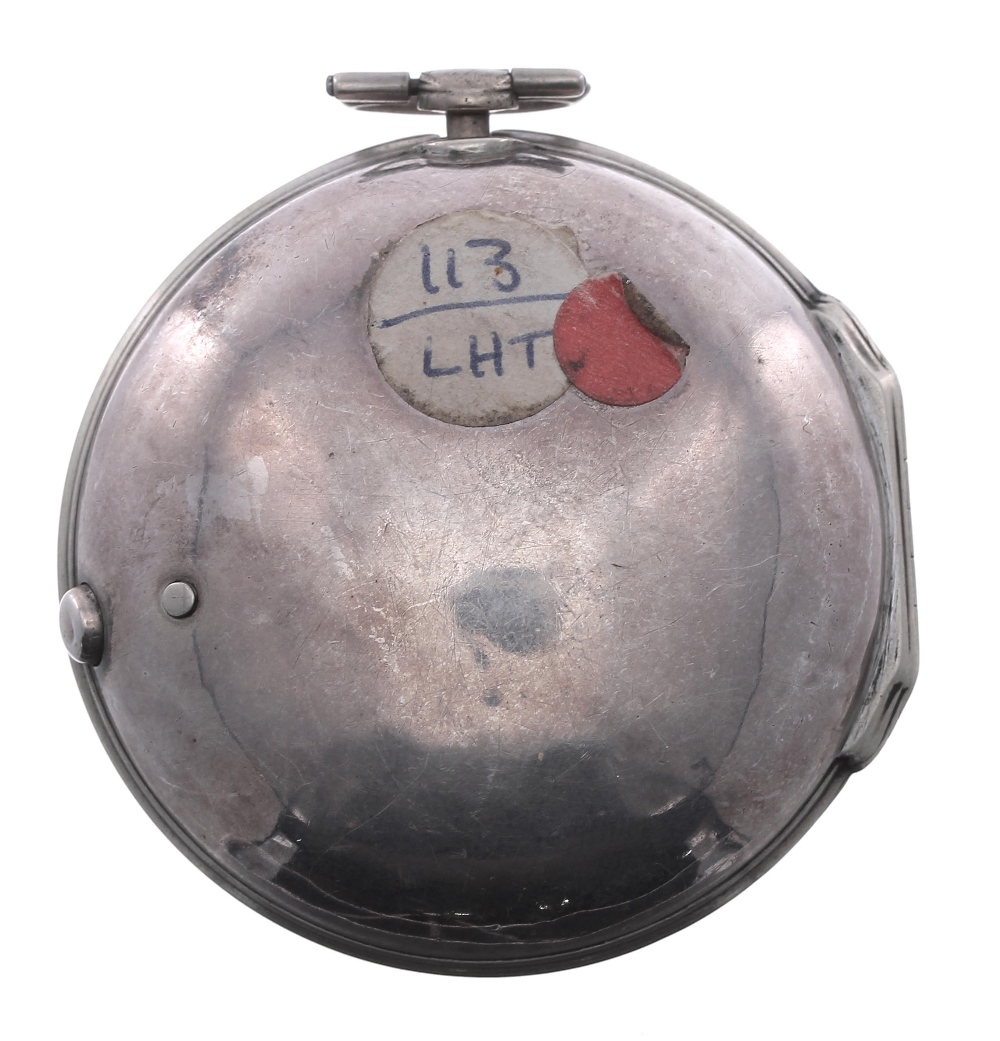 George III silver verge pair cased pocket watch, London 1765, the fusee movement signed Jas. Cabreer - Image 2 of 8