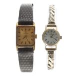 Omega square cased gold plated and stainless steel lady's wristwatch, ref. 511.255, cal. 484 17
