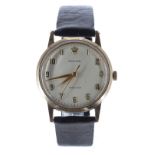 Rolex Precision 9ct gentleman's wristwatch, case ref. 12834, Birmingham 1965, silvered dial with