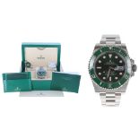 Rolex Oyster Perpetual Date Submariner 'HULK' stainless steel gentleman's bracelet watch, ref.