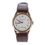 International Watch Co. (IWC) 14ct mid-size wristwatch, circa 1930/40s, circular silvered dial