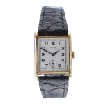 J.W Benson 18ct gentleman's rectangular gentleman's wristwatch, import hallmarks for London 1927,