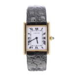 Cartier Tank 18ct mid-size wristwatch, ref. 960193580, signed white dial with Roman numerals and
