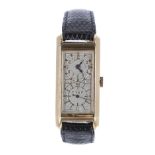 Eska Duo Dial 18ct rectangular wristwatch, case ref. 76115, signed silvered dial with an Arabic hour