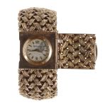 Jaeger-LeCoultre 9ct lady's woven link cocktail bracelet watch, case ref. 5077, circa 1961, small