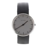 Arne Jacobsen by Pierre Junod stainless steel gentleman's wristwatch, 1902-1971, quartz, black