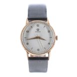 Omega 18k gentleman's wristwatch, circa 1944-1946, serial no. 10900xx, circular silvered dial with