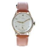 Omega 9ct gentleman's wristwatch, Birmingham 1949, serial no. 113171XX, circular silvered dial