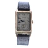 Movado 9ct rectangular cased gentleman's wristwatch, import hallmarks for London 1930, silvered dial