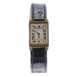 Cartier/Jaeger Tank 18ct mid-size back wound wristwatch, case ref. 8554 0344xx, circa 1940s,