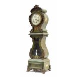 Continental miniature longcase clock timepiece, the 3" cream dial signed Costain...Madeleine, within