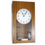 Synchronome half second master clock, the 8" silvered dial within a mahogany case, 21" high (with