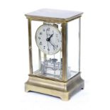 Rare French four glass electromagnetic mantel clock to the design of Frank Holden, (patented