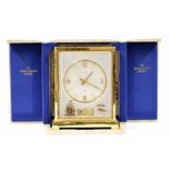 Jaeger-LeCoultre Marina Model Atmos clock, the 4.25" recessed dial within a plexi glazed case gilded