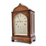Good English rosewood double fusee bracket clock signed W. Johnson, Strand, London, within a foliate