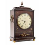 Mahogany single fusee mantel clock timepiece, the 6" white dial signed Colman, London, within a