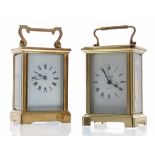 Bayard eight day carriage clock timepiece, 5.75" high; also another carriage timepiece, 6" high (