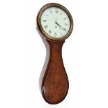 Good mahogany single weight fusee tavern clock, the 13.5" circular white enamel dial signed I.