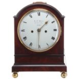 Good English mahogany double fusee bracket clock, the 7" convex white enamel dial signed D.& W.