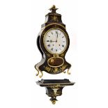 Swiss Neuchatel two train bracket clock striking on two gongs, the 8.5" convex white dial over an