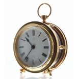 French cylindrical boudoir clock timepiece with platform escapement, the 3.5" white dial