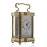 Contemporary Rapport of London carriage clock timepiece, within a Douchine brass case, 6.5" high (