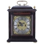 Good English ebonised double fusee verge bracket clock, the movement with pull repeat striking the